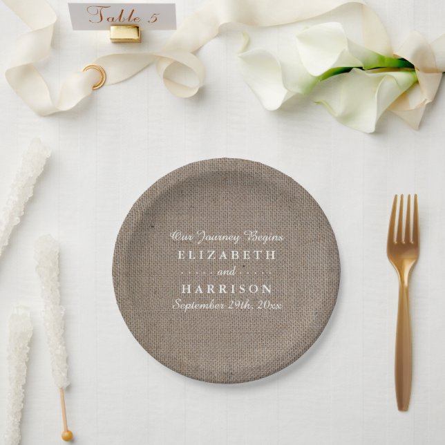 Rustic Burlap Wedding Reception Paper Plates (Wedding)