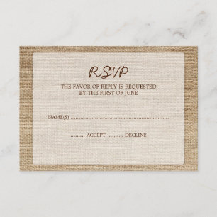 Rustic Burlap Wedding RSVP Response Card