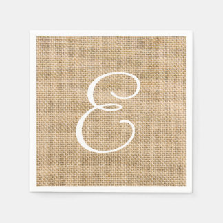Rustic Burlap Wedding Simple Monogram Paper Napkin