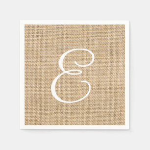 Rustic Burlap Wedding Simple Monogram Paper Napkins
