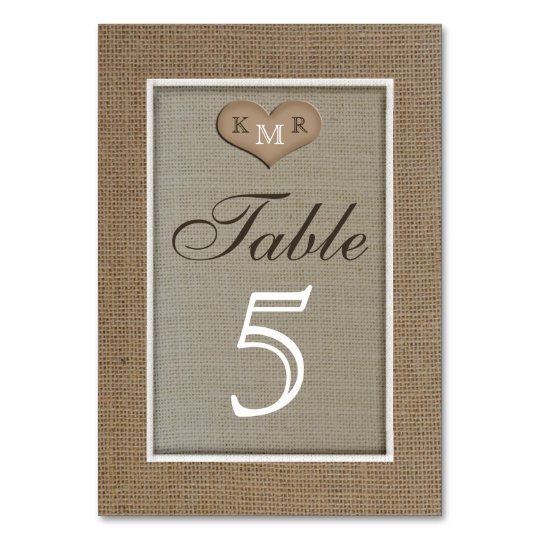 Rustic Burlap Wedding Table Numbers Cards Zazzle