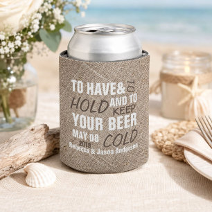 rustic burlap western country wedding favor can cooler