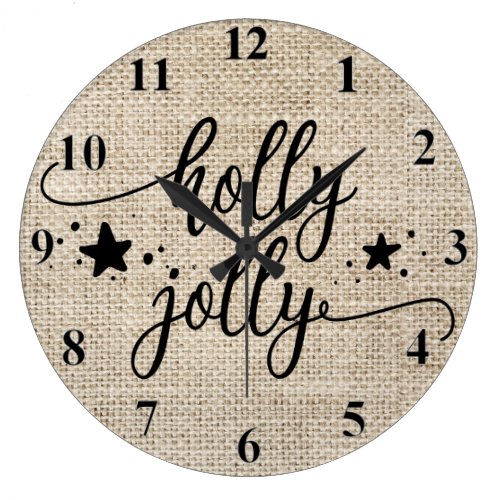 Rustic Burlap with Holly Jolly Clock