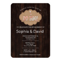 Rustic Burlap Wood I DO BBQ Engagement Invite