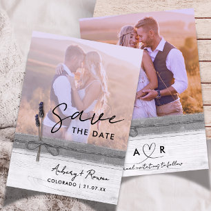 Rustic Burlap Wood Lavender Wildflower Boho Photo Save The Date