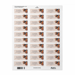 Rustic Burnt Orange and Blue Floral Wedding Label