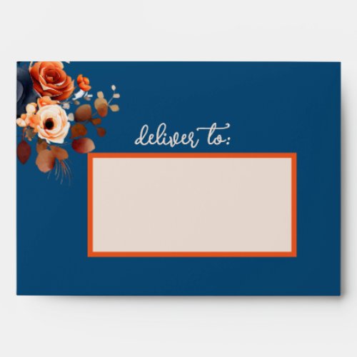Rustic Burnt Orange and Blue Wedding Envelope