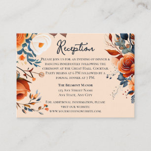 Rustic Burnt Orange and Blue Wedding RSVP Enclosure Card