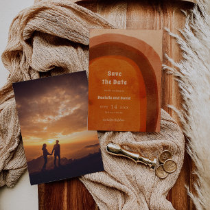 Rustic Burnt Orange Arch Photo Modern Wedding Save The Date