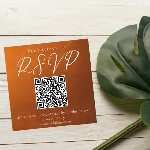Rustic Burnt Orange Autumn Wedding QR Code RSVP Enclosure Card