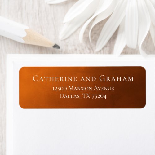 Rustic Burnt Orange Autumn Wedding Return Address Label