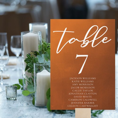 Rustic Burnt Orange Autumn Wedding Seating Chart