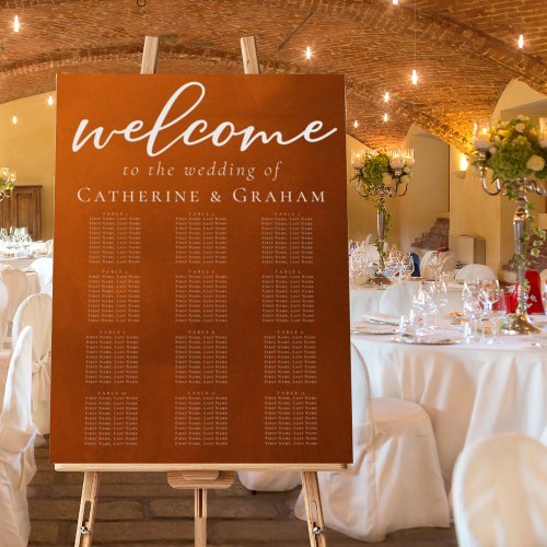 Rustic Burnt Orange Autumn Wedding Seating Chart Foam Board