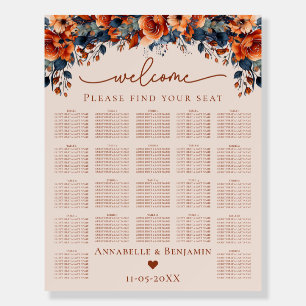 Rustic Burnt Orange + Blue Floral Wedding Foam Board