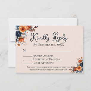 Rustic Burnt Orange + Blue Wedding RSVP