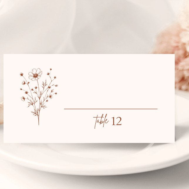 Rustic Burnt Orange Boho Botanicals Wedding Table Tent (Creator Uploaded)