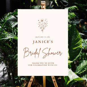 Rustic Burnt Orange Boho Floral Bridal Shower Foam Board