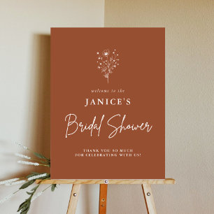 Rustic Burnt Orange Boho Floral Bridal Shower Foam Board