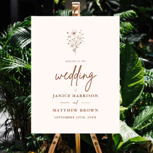 Rustic Burnt Orange Boho Floral Wedding Foam Board