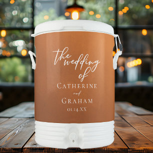 Rustic Burnt Orange Boho Wedding Custom Beverage Cooler