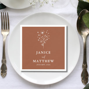 Rustic Burnt Orange Boho Wedding Napkins