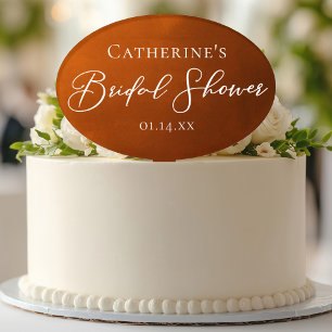 Rustic Burnt Orange Bridal Shower Personalized Cake Topper