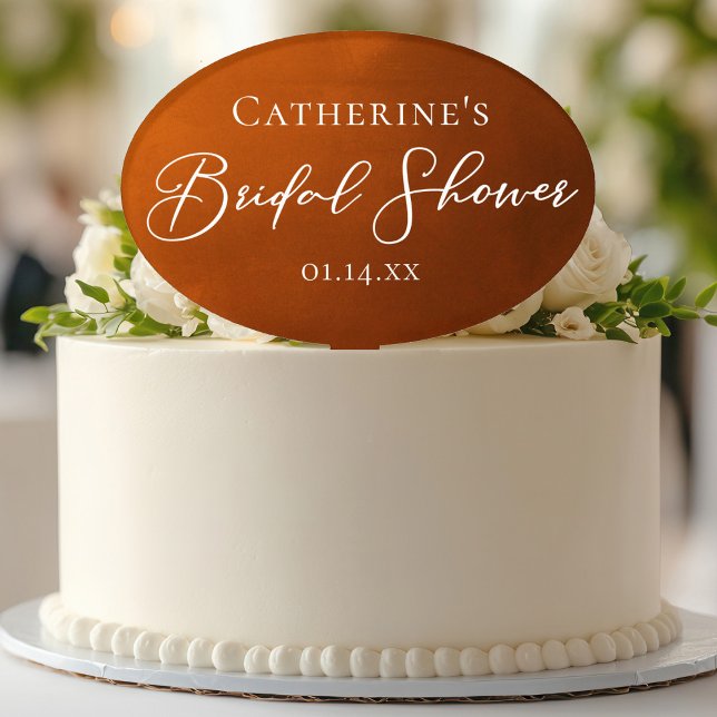 Rustic Burnt Orange Bridal Shower Personalized Cake Topper (Creator Uploaded)