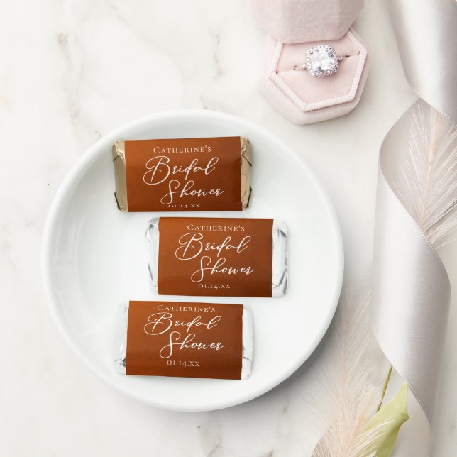 Rustic Burnt Orange Bridal Shower Personalized Hershey's Miniatures (Wedding)