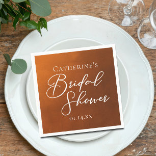 Rustic Burnt Orange Bridal Shower Personalized Napkins