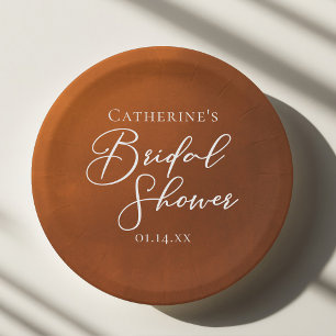 Rustic Burnt Orange Bridal Shower Personalized Paper Plates