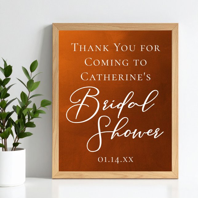 Rustic Burnt Orange Bridal Shower Welcome Poster (Creator Uploaded)