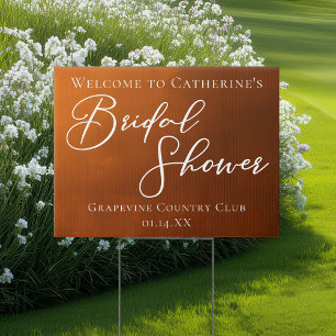 Rustic Burnt Orange Bridal Shower Welcome Yard Sign