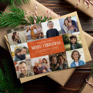 Rustic Burnt Orange Christmas 10 Photos Collage Holiday Card