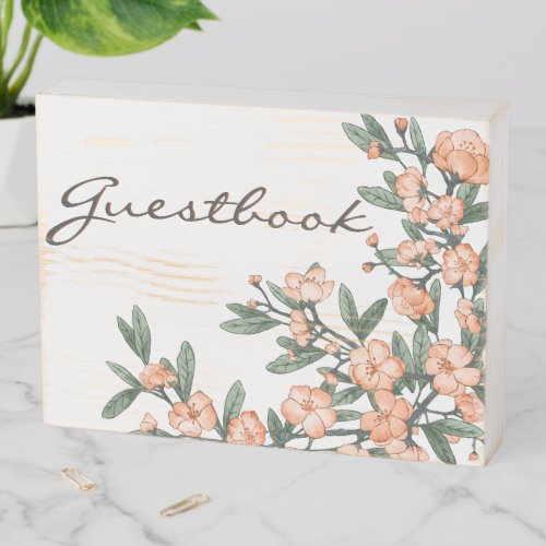 Rustic Burnt Orange Dusty Green Guestbook Wooden Box Sign