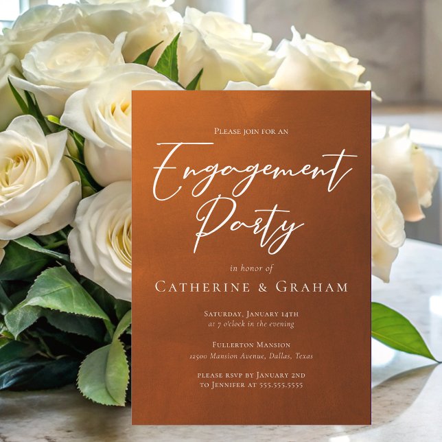 Rustic Burnt Orange Engagement Party Invitation (Creator Uploaded)