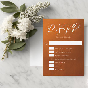 Rustic Burnt Orange Fall Wedding RSVP Card