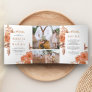 Rustic Burnt Orange Floral Photo Collage Wedding Tri-Fold Invitation