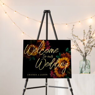 Rustic Burnt Orange Floral Welcome to Our Wedding Foam Board