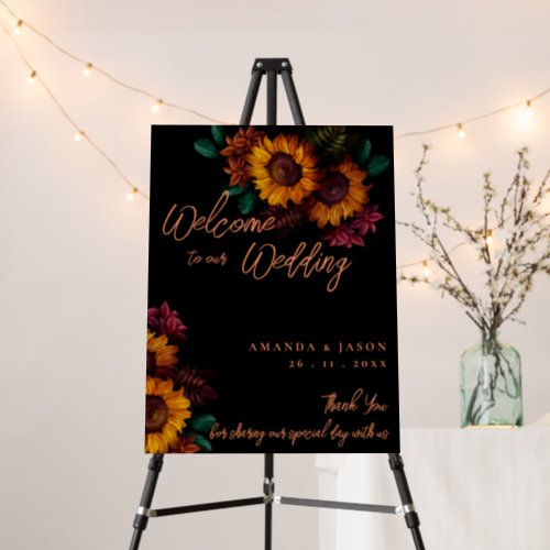 Rustic Burnt Orange Floral Welcome to Our Wedding Foam Board