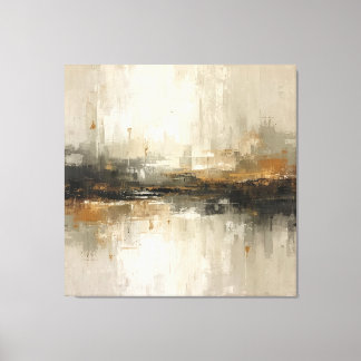 Rustic Burnt Orange Gray Black Beige Abstract Art Canvas Print