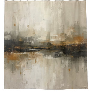 Rustic Burnt Orange Gray Black Beige Abstract Art Shower Curtain