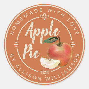 Rustic Burnt Orange Homemade Apple Pie Classic Round Sticker