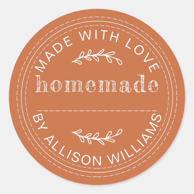 Rustic Burnt Orange Homemade Baked Goods Classic Round Sticker (Front)