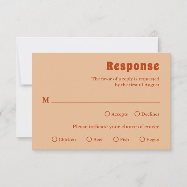 Rustic Burnt Orange Modern Wedding RSVP Card (Front)