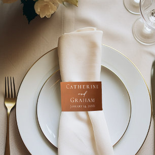 Rustic Burnt Orange Monogram Autumn Wedding Napkin Bands