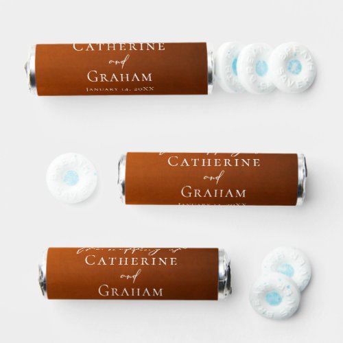 Rustic Burnt Orange Personalized Autumn Wedding Breath Savers Mints