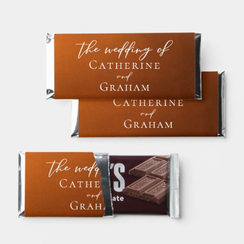 Rustic Burnt Orange Personalized Autumn Wedding Hershey Bar Favors