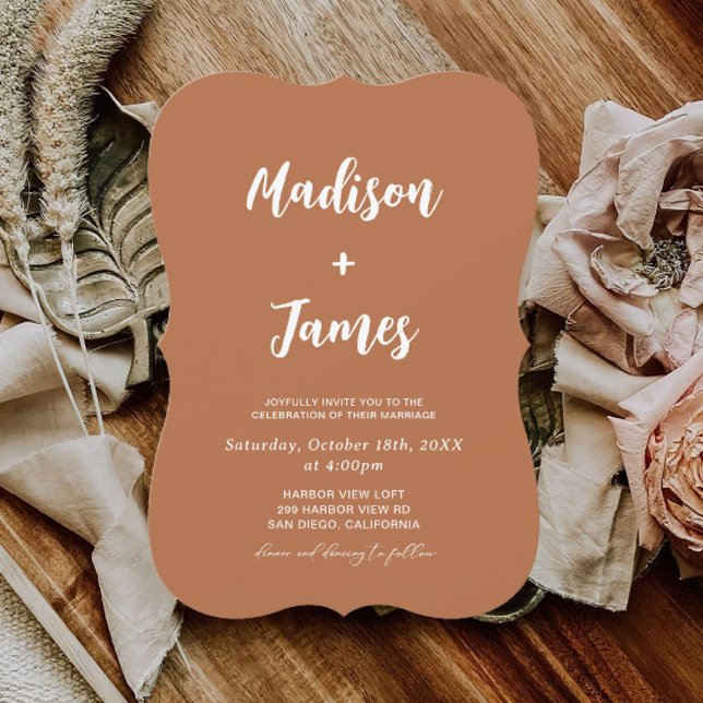 Rustic Burnt Orange Photo Wedding  Invitation (Creator Uploaded)