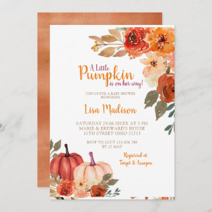 Rustic Burnt Orange Pumpkin Baby Shower Invitation
