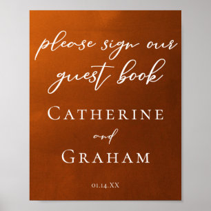 Rustic Burnt Orange Sign Our Wedding Guest Book